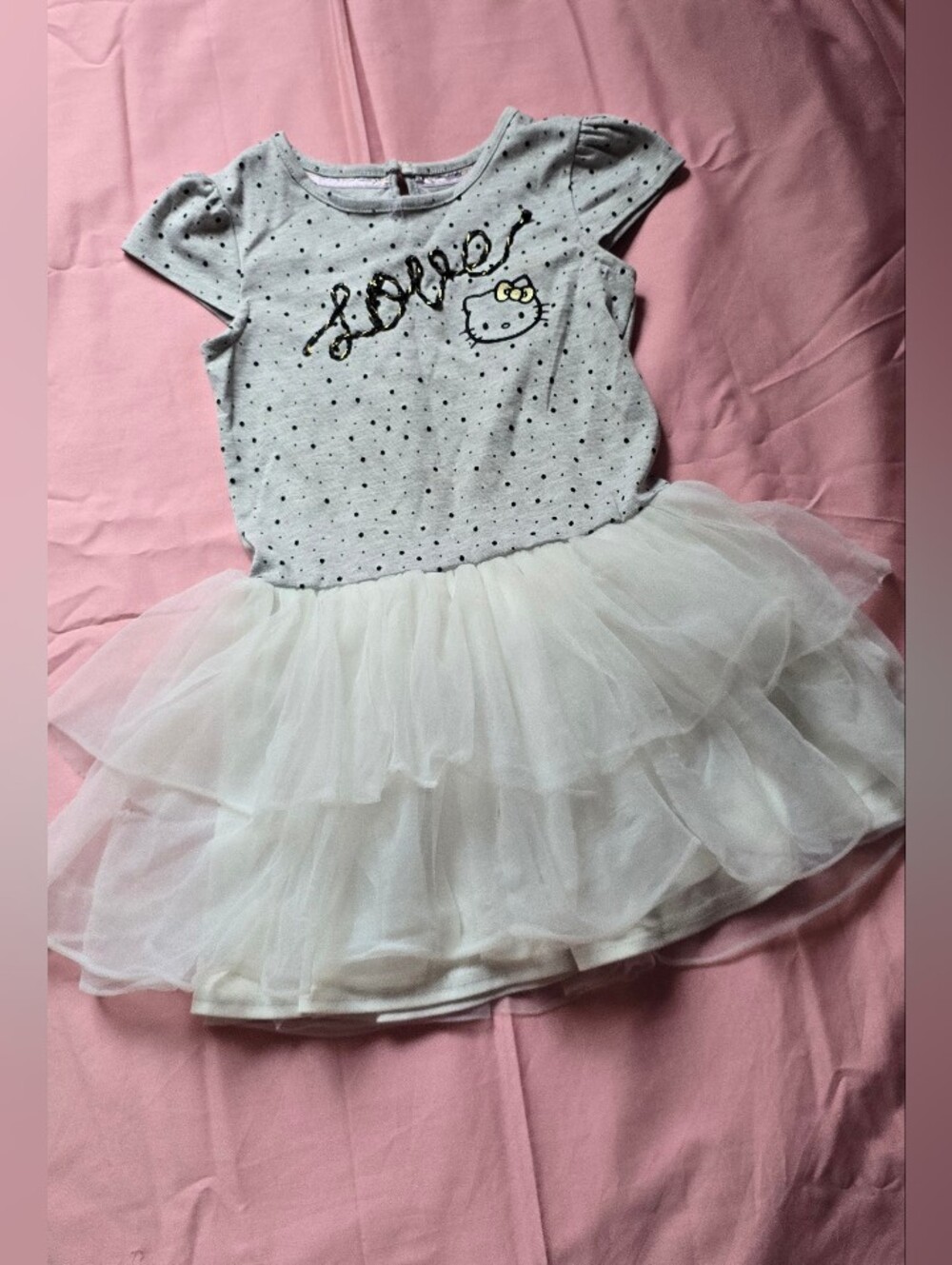 Hello Kitty Polka Dot Tulle Dress - White & Black